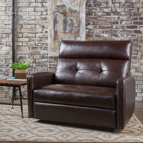 Halima Leather 2-Seater Recliner, Brown, 37. 01 X 46. 46 X 39. 96 Inches