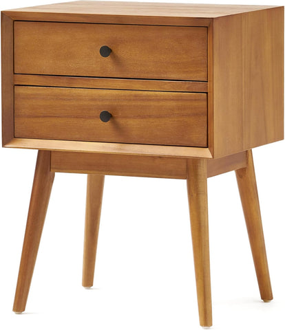 Great Deal Furniture Mid Century Acacia Wood Nightstand, Natural