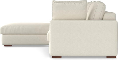 Charlie Left-Facing Sectional Sofa in 100% Recycled Polyester Tightly Woven Performance Fabric, Cream, 122-Inches Wide, Handcrafted Contemporary Style L-Shaped Couch with Chaise