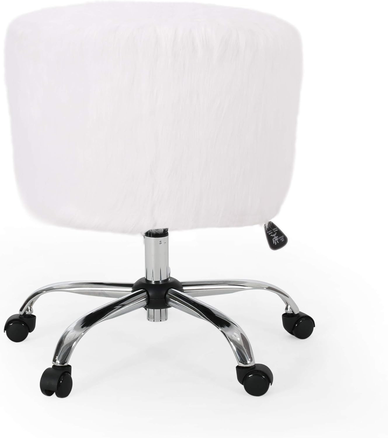 Jacob Modern Glam Swivel Office Chair, White and Silver