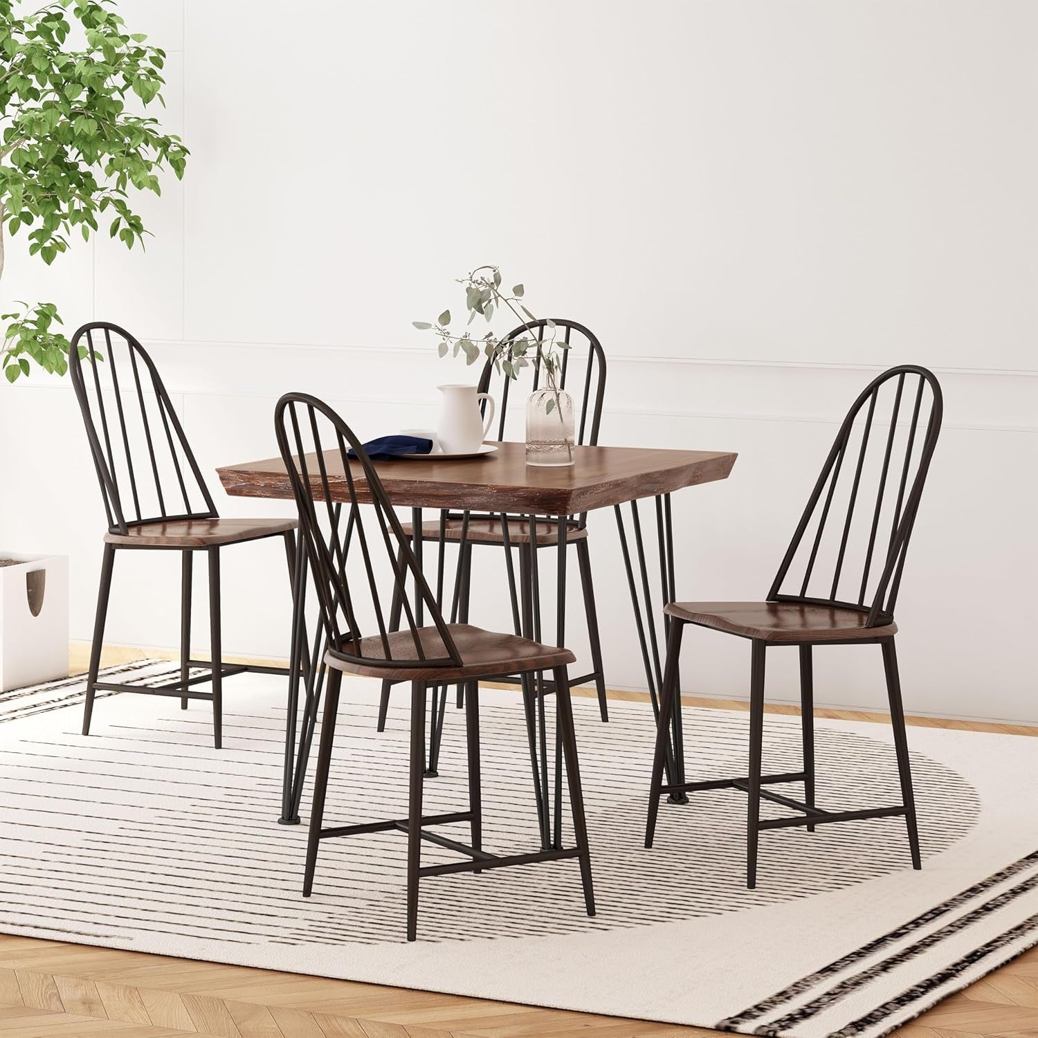 Coventry Dining Set, 18.25 "W X 19.75 "D X 38.75 "H, Dark Brown + Natural Brown + Black + Black and Espresso