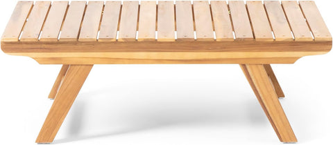 Sedona Outdoor Acacia Wood 6 Seater Chair Loveseat Cushions Chat Patio Furniture Conversation Sets with Coffee Table, 37 "W X 28.25 "D X 29.5 "H, Teak + White