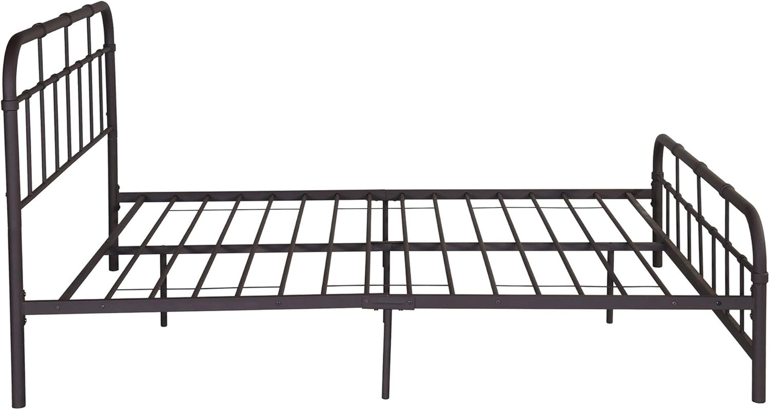 Sylvia Queen-Size Iron Bed Frame, Minimal, Industrial, Hammered Copper