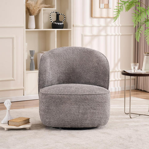 Kidol&Shellder Swivel Accent Chair Living Room Chairs Comfy Reading Chair for Bedroom Accent Chairs for Living Room Single Sofa Chair Modern Barrel Chairs Upholstered Side Boucle Chair(Gray,1)