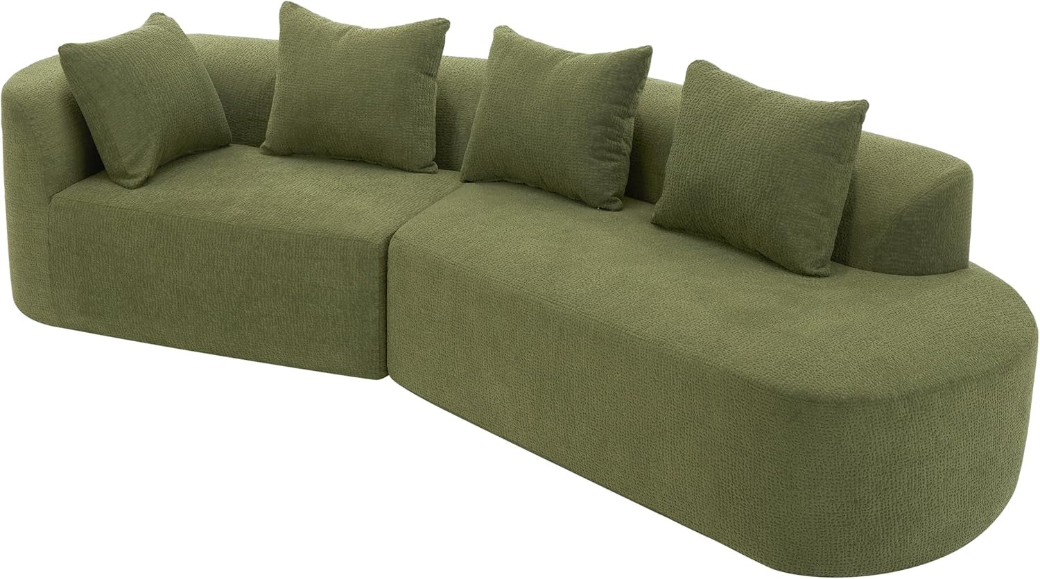 Randa Modern Fabric Upholstered 5-Seater Sofa, Oversized Chair Cloud Couch, Fully Assembled Long Sofa Chaise Lounge, Fully Assembled, Olive Green