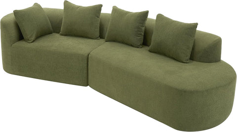 Randa Modern Fabric Upholstered 5-Seater Sofa, Oversized Chair Cloud Couch, Fully Assembled Long Sofa Chaise Lounge, Fully Assembled, Olive Green