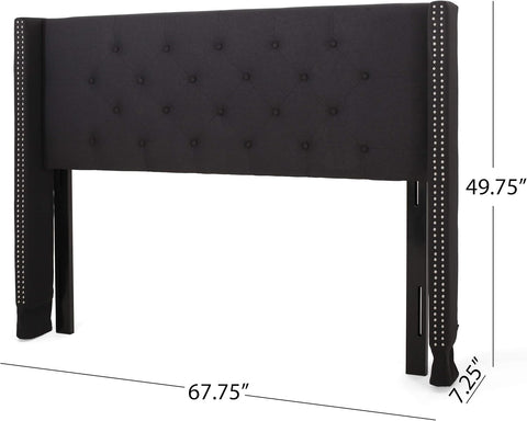 Contemporary Upholstered Queen/Full Headboard, Black