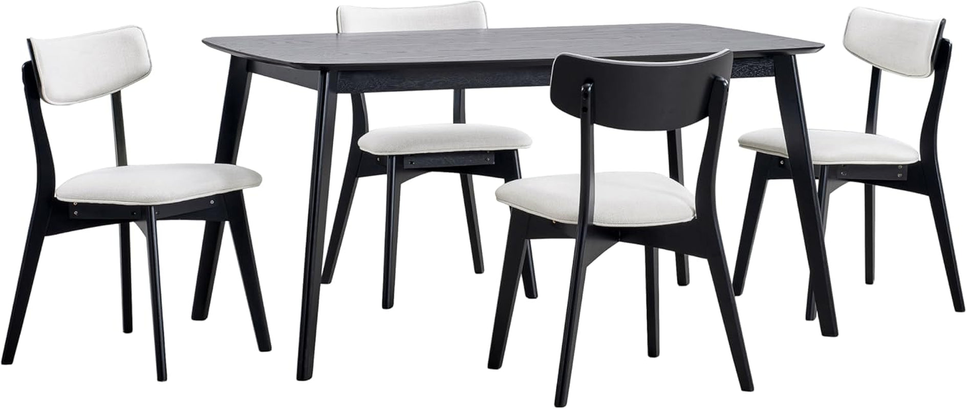 Alma Dining Set, 19.75 "W X 19.75 "D X 31 "H, Black + Light Beige