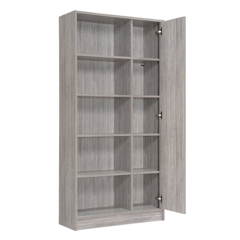 Annabelle Mid Century 5-Shelf Grey Oak Faux Wood Bookcase