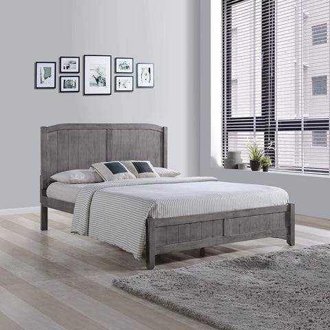 Rustic Wooden Queen Platform Bed, Rustic Gray