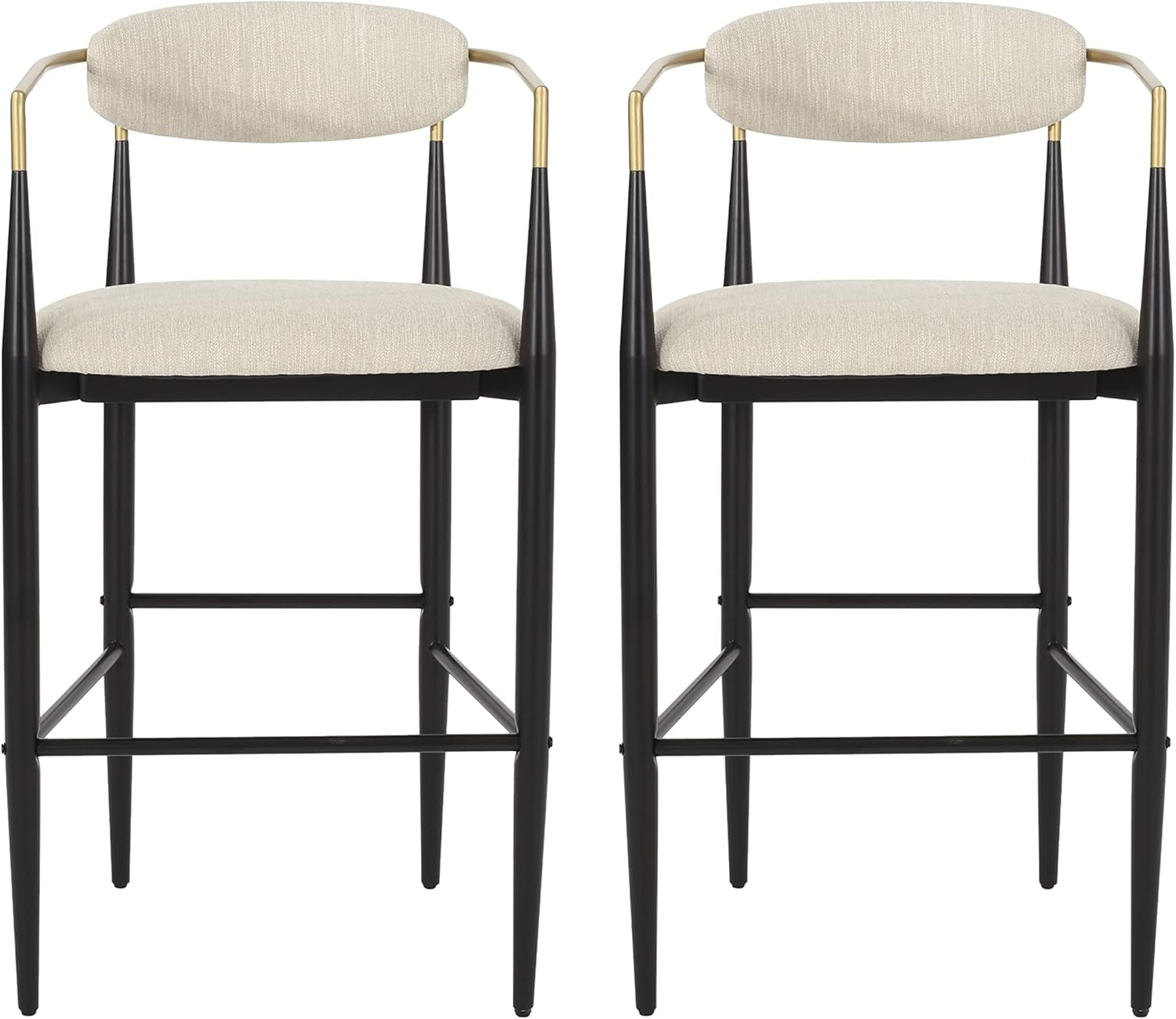 Elmore 30 Inch Barstools - Beige/Black/Gold (Set of 2)