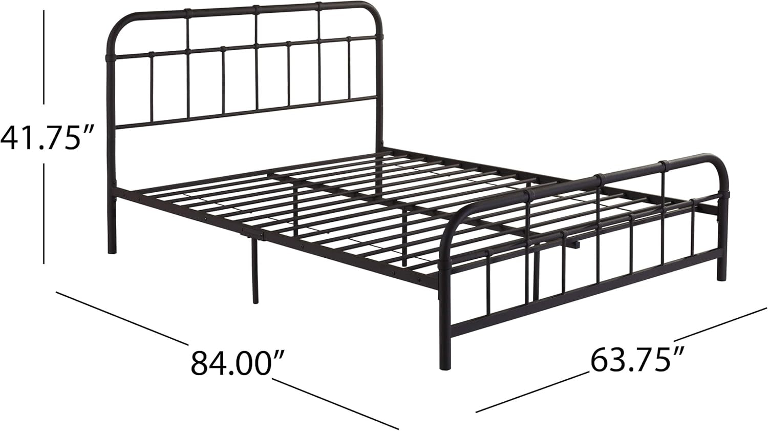 Sylvia Queen-Size Iron Bed Frame, Minimal, Industrial, Hammered Copper