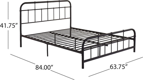 Sylvia Queen-Size Iron Bed Frame, Minimal, Industrial, Hammered Copper