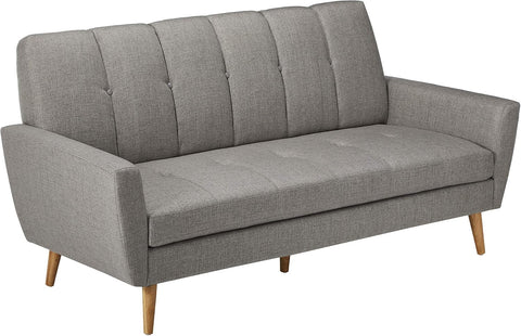 Treston Mid-Century Fabric Sofa, Grey / Natural