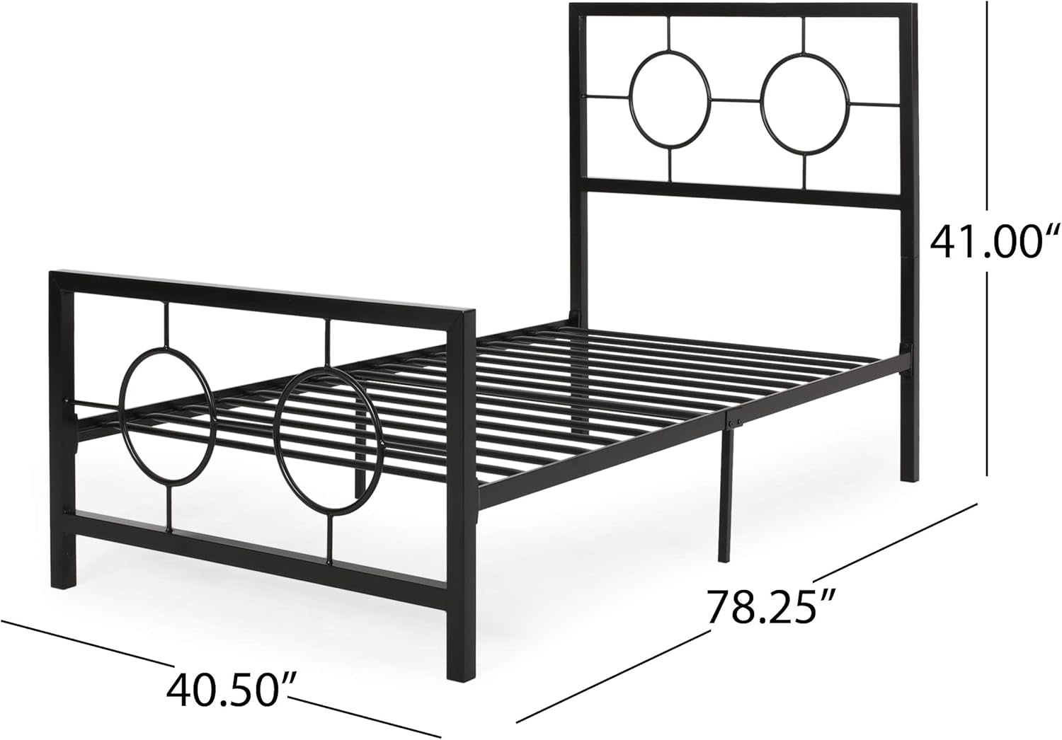 Francoise Modern Iron Twin Bed Frame, Flat Black