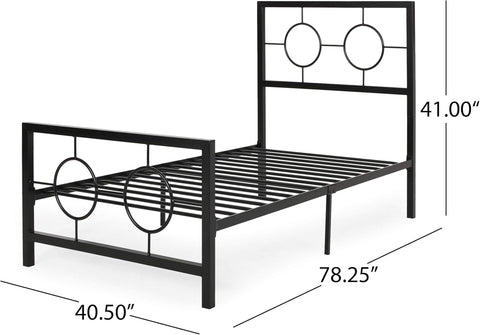 Francoise Modern Iron Twin Bed Frame, Flat Black