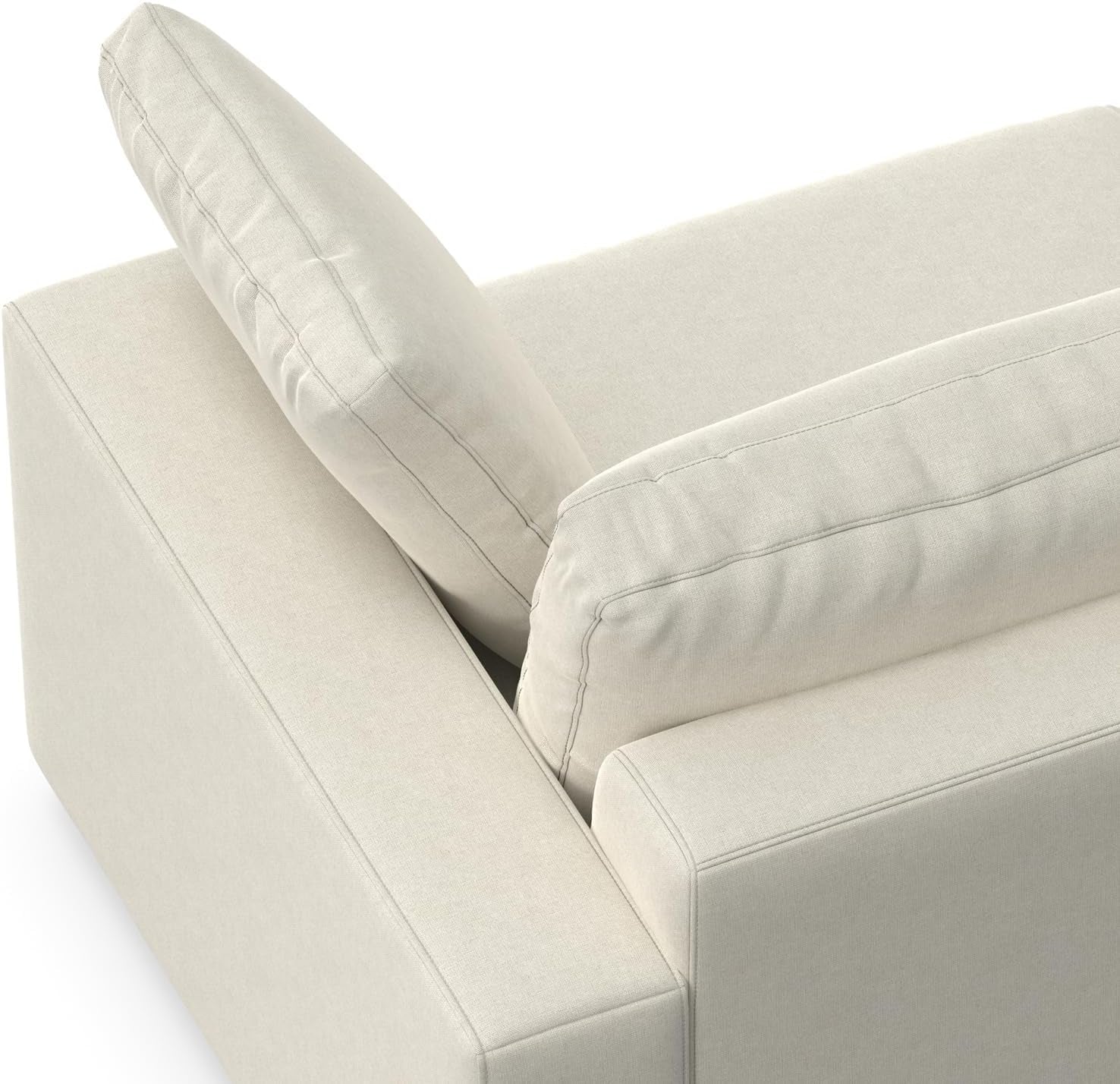 Charlie Left-Facing Sectional Sofa in 100% Recycled Polyester Tightly Woven Performance Fabric, Cream, 122-Inches Wide, Handcrafted Contemporary Style L-Shaped Couch with Chaise