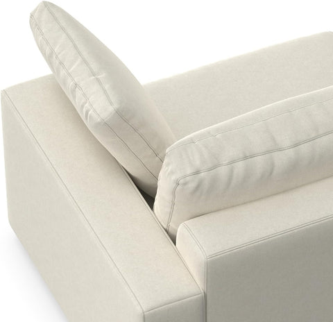 Charlie Left-Facing Sectional Sofa in 100% Recycled Polyester Tightly Woven Performance Fabric, Cream, 122-Inches Wide, Handcrafted Contemporary Style L-Shaped Couch with Chaise
