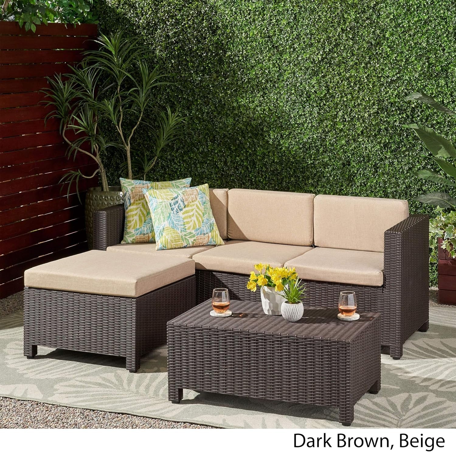 Outdoor Conversation Sets, Dark Brown, Beige