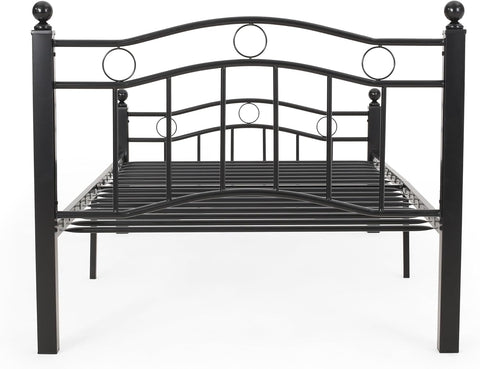 Bouvardia Contemporary Iron Twin Bed Frame, Flat Black