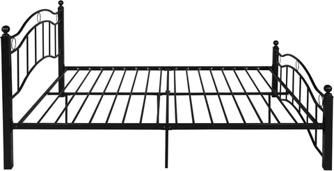 Bouvardia Contemporary Iron King Bed Frame, Flat Black