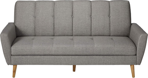 Treston Mid-Century Fabric Sofa, Grey / Natural