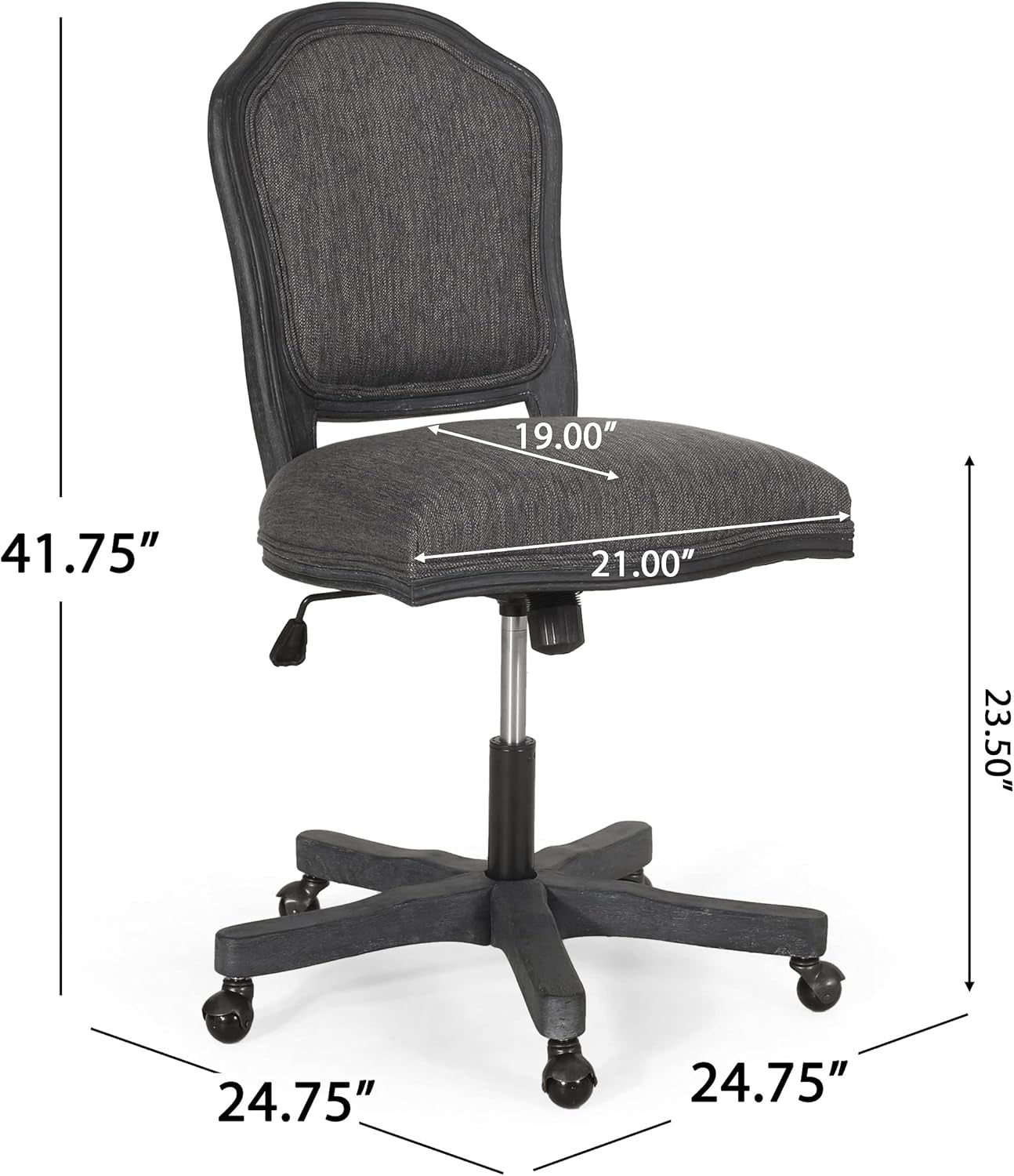 Scilley Office Chair, Charcoal + Grey Weathered