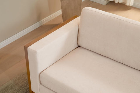 Bricez 79" Sofa Couch, Cozy Upholstered 3-Seater Sofa, Oversized Loveseat, Comfy Fabric Couches for Living Room and Office, Modern Couch and Sofa, Wooden Frame, Taupe Beige