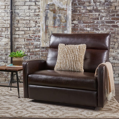 Halima Leather 2-Seater Recliner, Brown, 37. 01 X 46. 46 X 39. 96 Inches