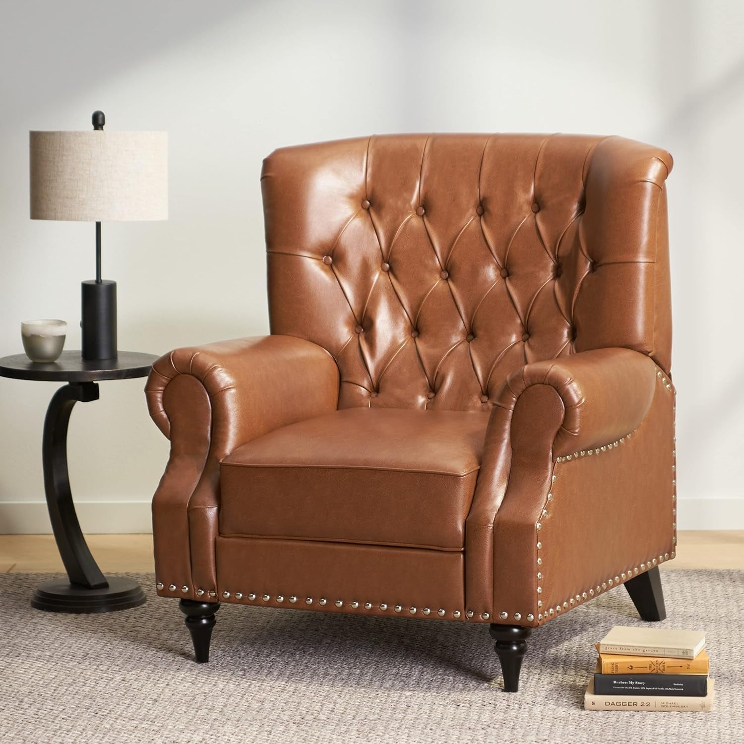 Sunapee Recliner, Cognac Brown + Espresso