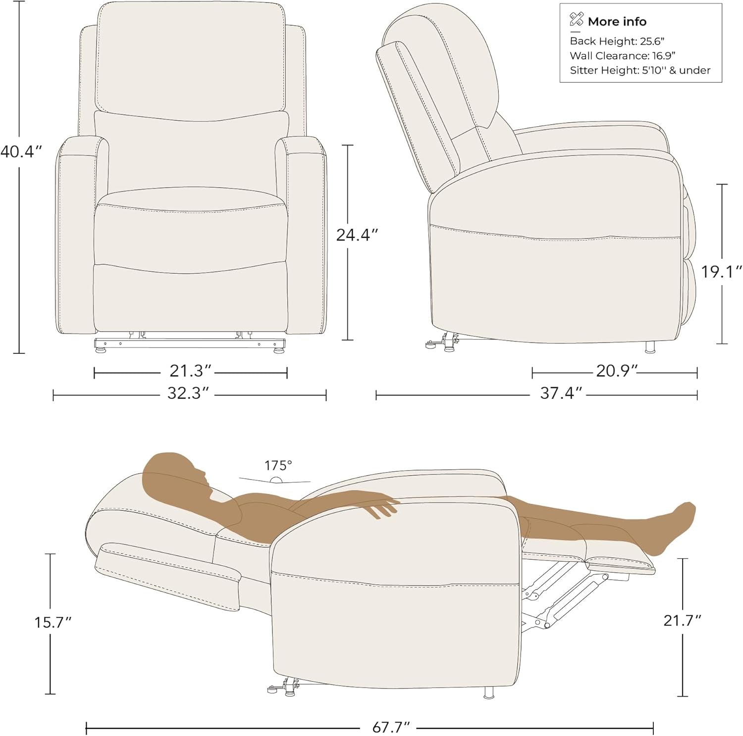 Electric Power Lift Recliner Chair for Elderly with Massage and Heat, Faux Leather Recliner Chair for Adults, Dual Motor Lay Flat Chair, Infinite Position, USB Ports, Chocolate