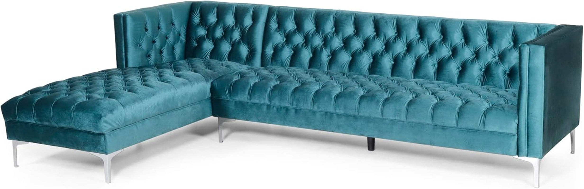 Tignall Sectional, Teal + Silver