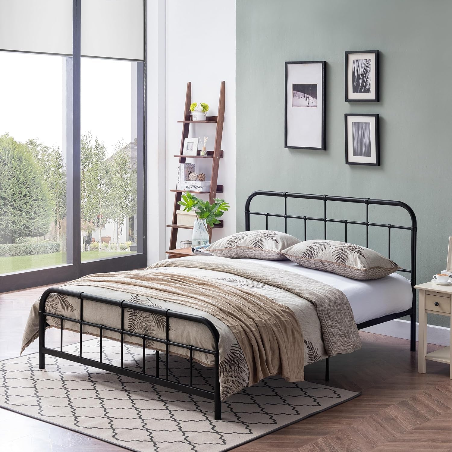 Berthoud Industrial Iron King Bed Frame, Flat Black