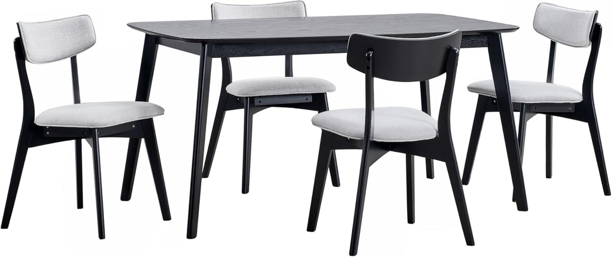 Alma Dining Set, 19.75 "W X 19.75 "D X 31 "H, Black + Light Gray