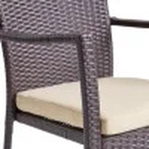 Polmer Outdoor Wicker 3 Piece Bistro Set with Cushion, Multibrown and Cream