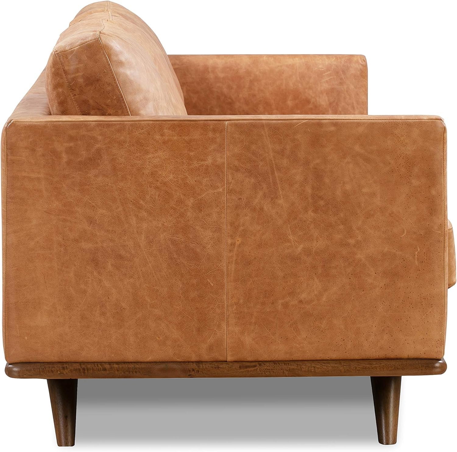 Nolita 85" Sofa in Full-Grain Pure-Aniline Italian Tanned Leather in Cognac Tan