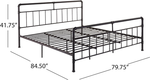 Sally King-Size Iron Bed Frame, Minimal, Industrial, Hammered Copper