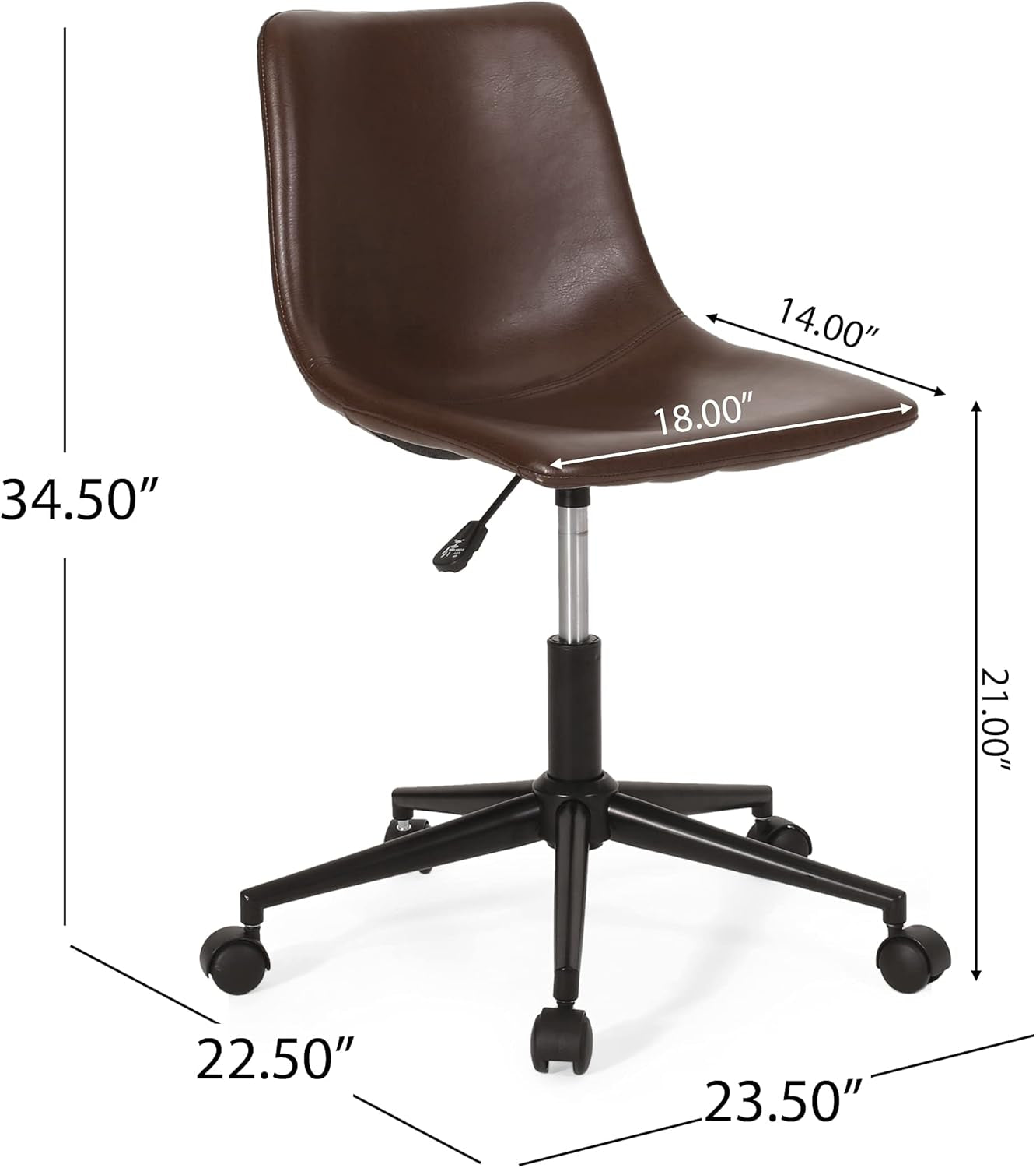 Jarvi Office Chair, Dark Brown + Matte Black