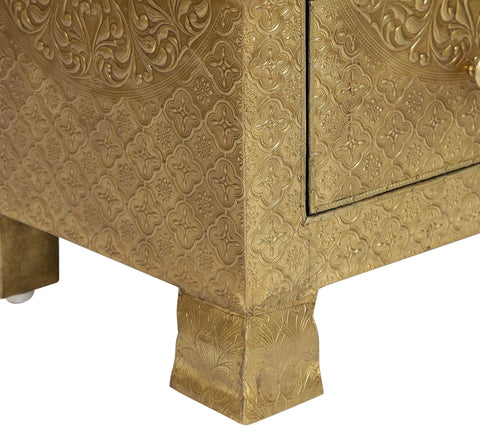 Upson Handcrafted Boho 3 Drawer Nightstand, Gold