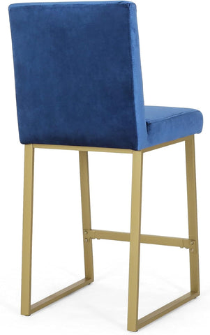 Christopher Knight Home Lexi Modern Velvet Barstools, Navy Blue and Brass (Set of 2)