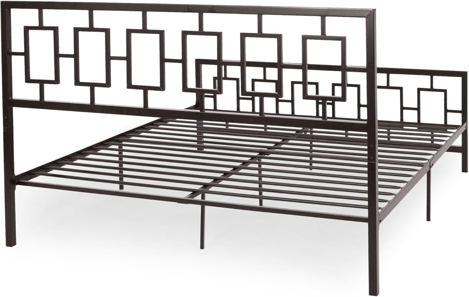 Claudia Modern Iron King Bed Frame, Hammered Copper