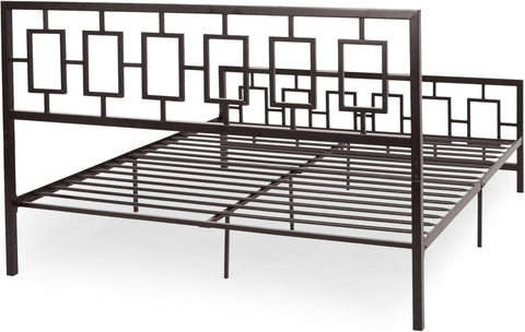 Claudia Modern Iron King Bed Frame, Hammered Copper