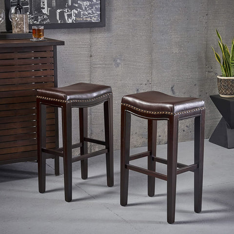 Avondale Backless Bar Stools,12"D X 18.13"W X 30"H, 2-Pcs Set, Brown