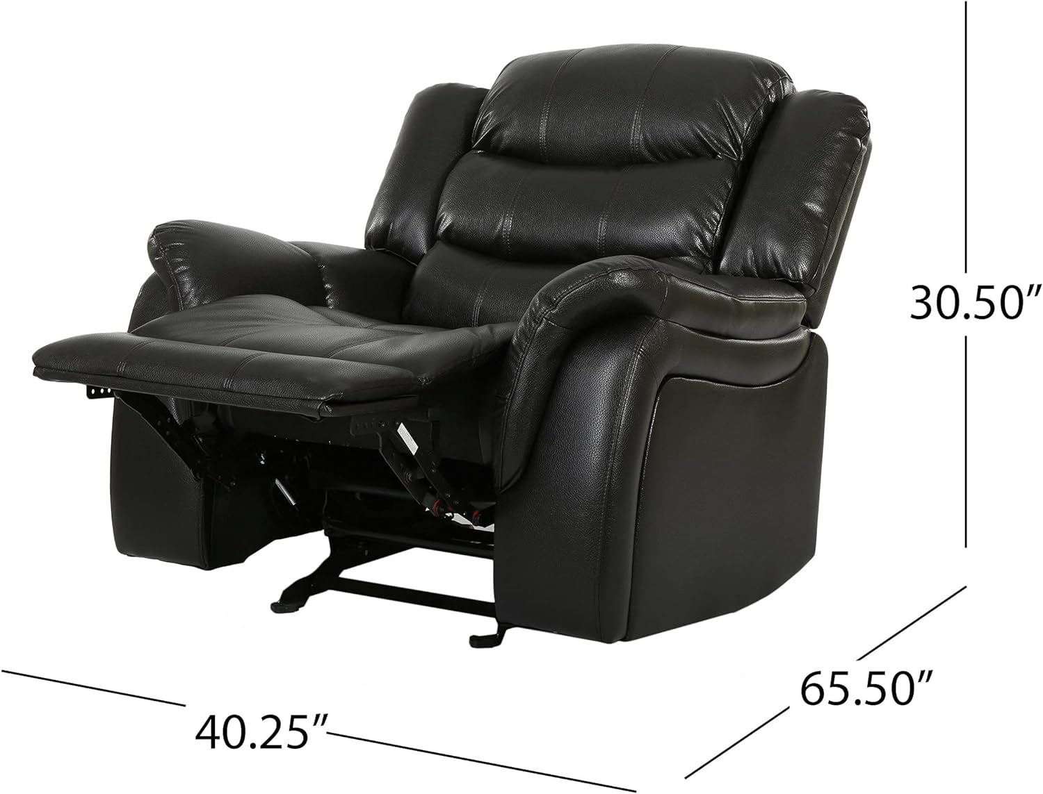 Gdfstudio  Merit Black Leather Recliner/Glider Chair