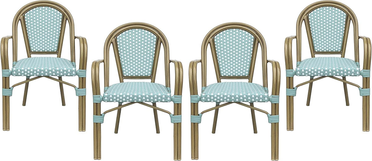 Brianna Bistro Chairs, Light Teal + White + Wood Print