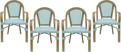 Brianna Bistro Chairs, Light Teal + White + Wood Print