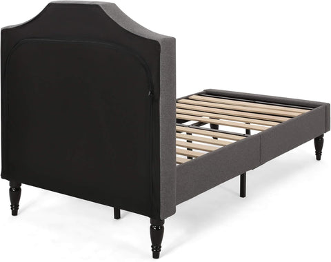 Xenia Twin Bed Platform, Charcoal Gray, Black