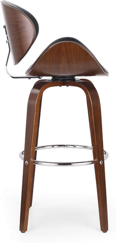 Jakin Barstool, Midnight Black + Chrome + Walnut