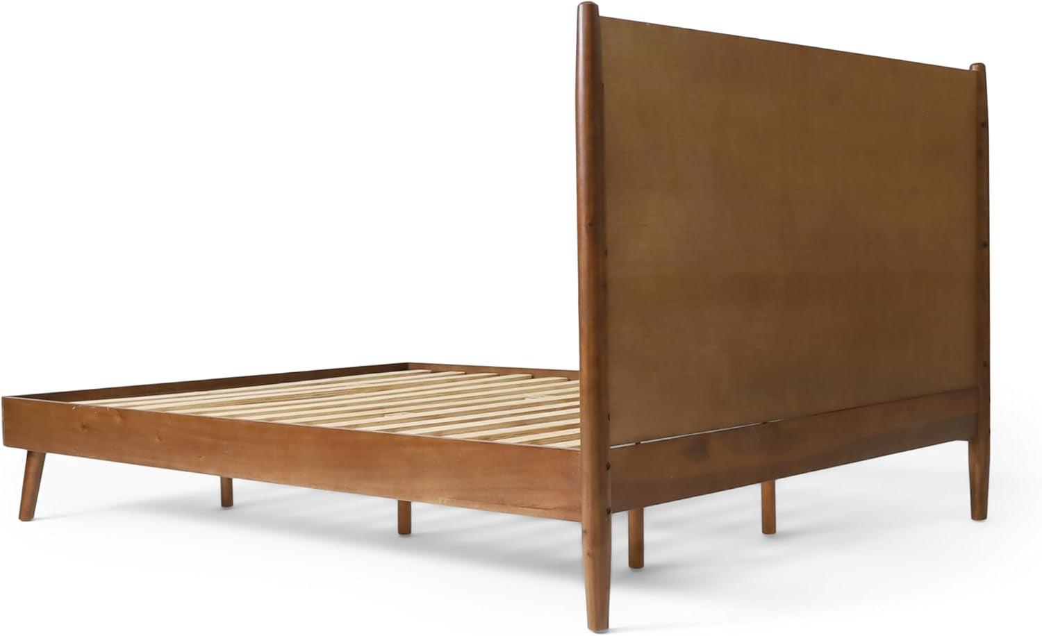 Mid Century Natural Acacia Wood Bed,King,Medium Brown