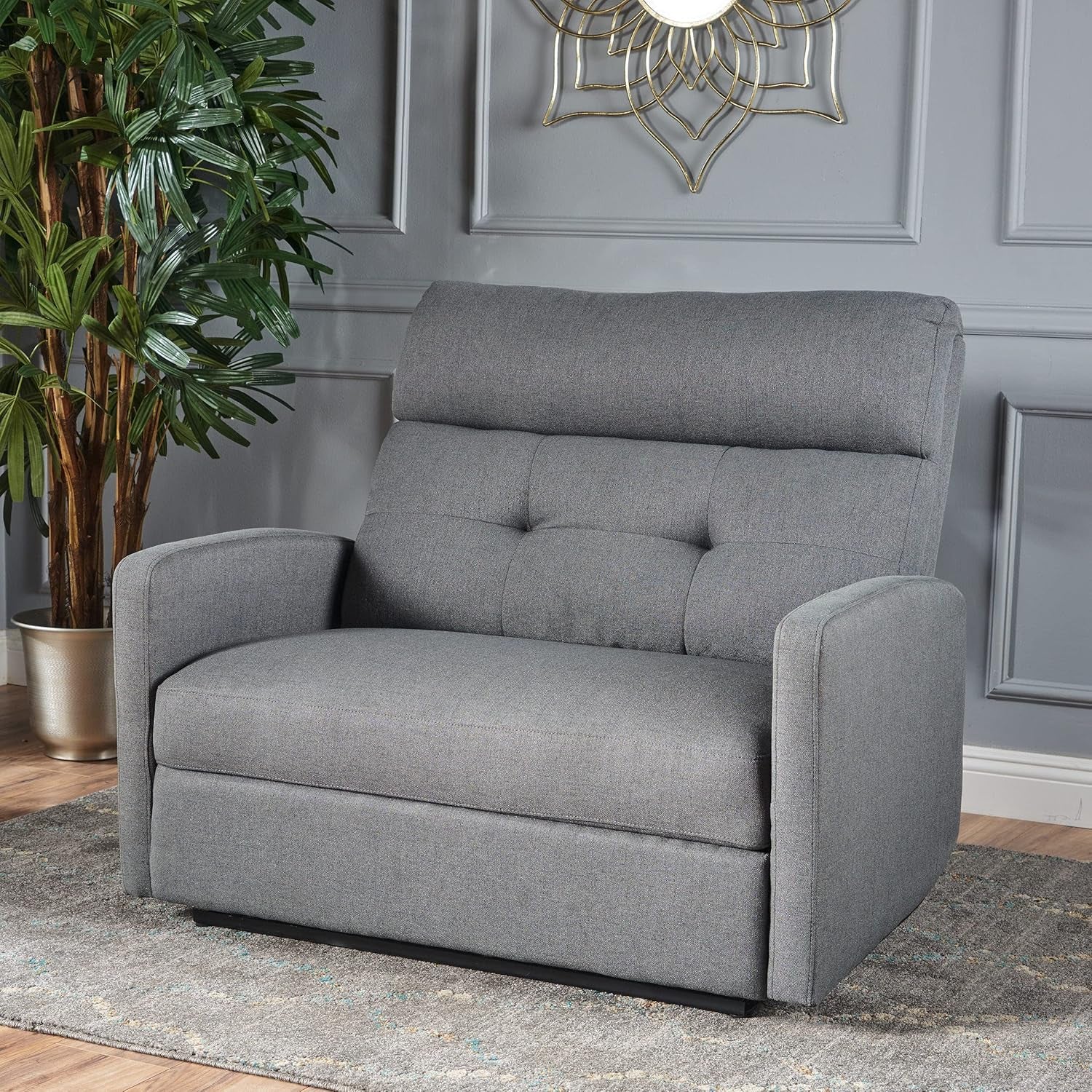 Halima Fabric 2-Seater Recliner, Charcoal